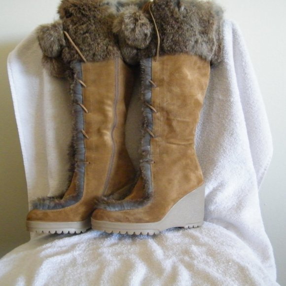 Coach Karita Suede and Rabbit Fur ' Real Fur ' Boots , Size US 5 1/2 - Picture 7 of 13